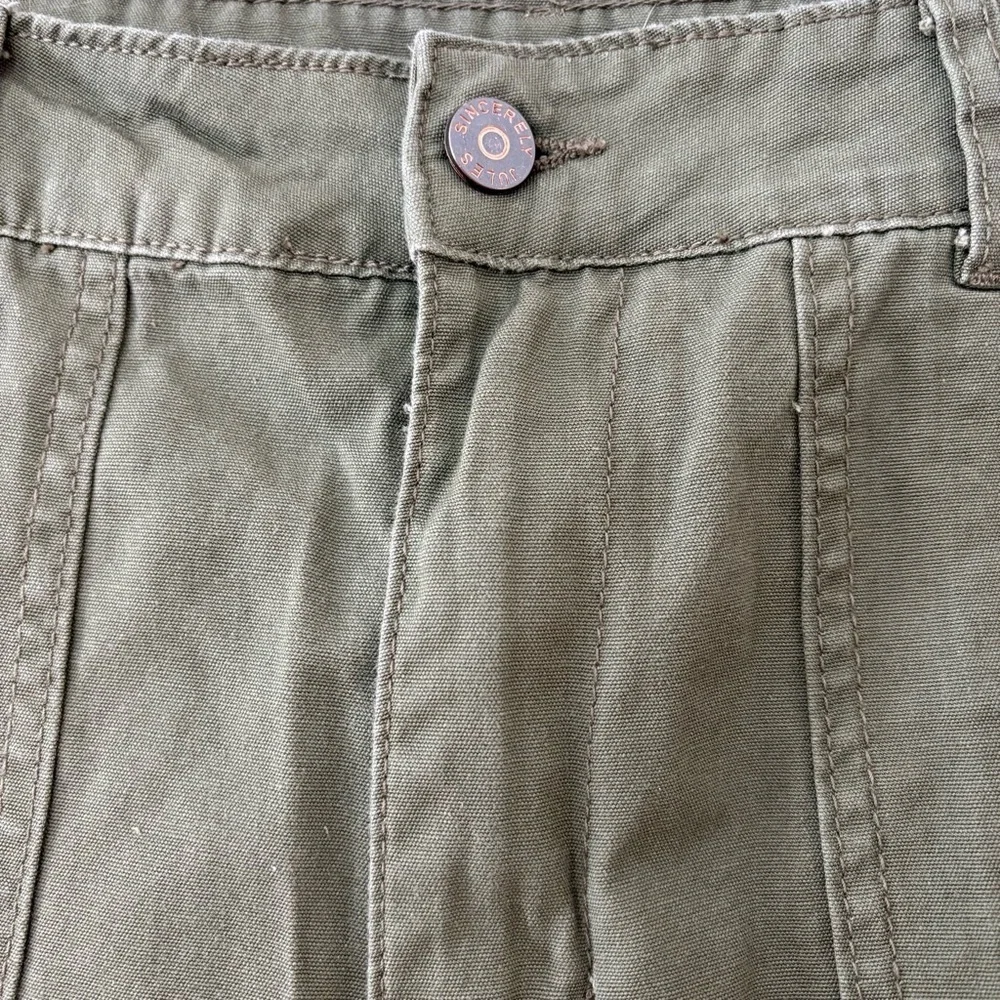 Sincerely Jules Olive Green Cargo Straight Leg Pants Military Vibe Size 7 (27)
